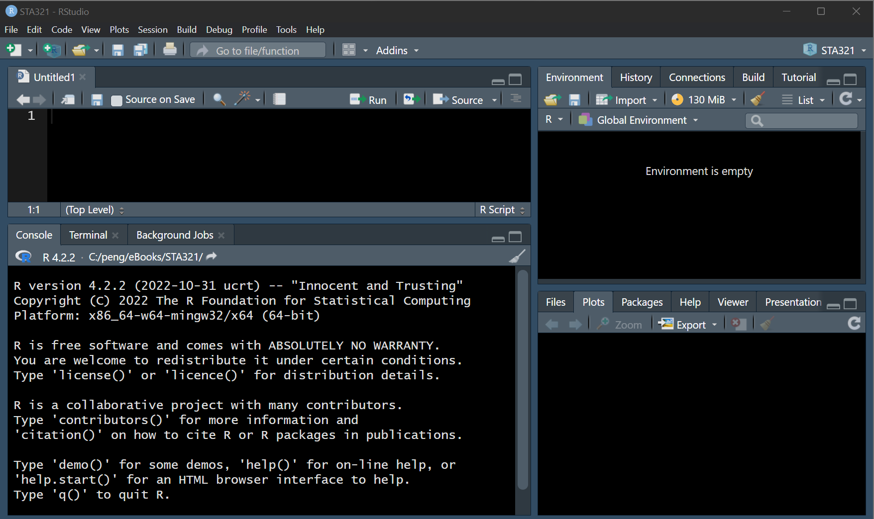 The GUI of RStudio