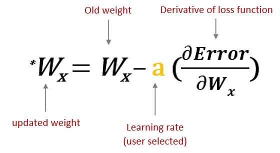 Updating weights with backpropagation algorithm.